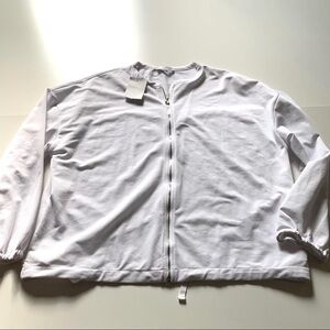 Zara NWT white bomber varsity jacket large